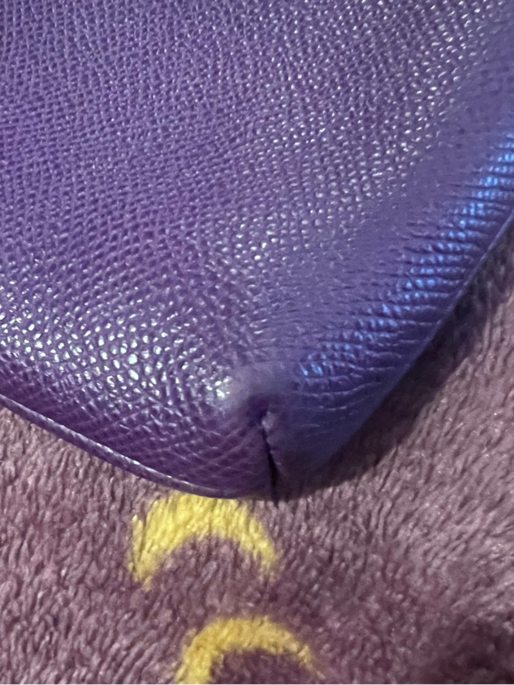 🦄 Coach Purple Pebbled Leather Large Zip Wristlet | Stunning Rich Plum | EUC - Picture 12 of 16